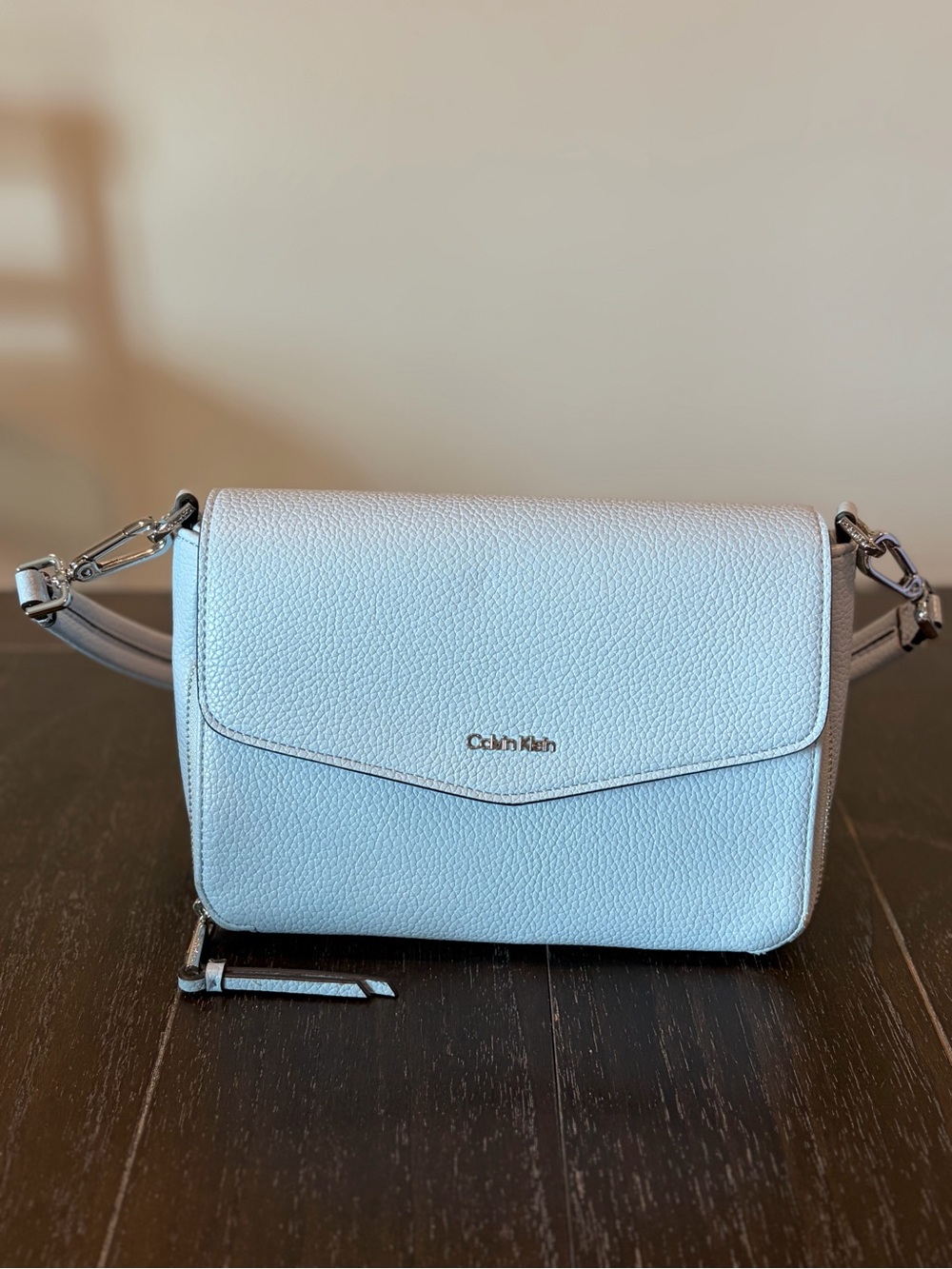 Calvin Klein Pale Blue Leather Shoulder Bag